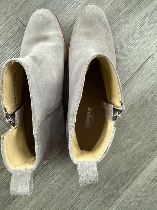 Gray Suede Chelsea Boots - Size 44 (US 10.5)
